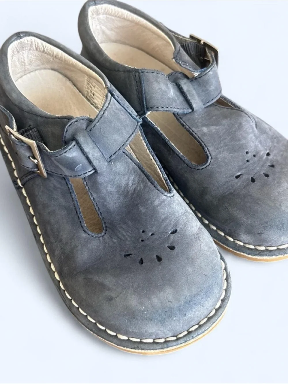 Vintage Willits Navy Blue T-Strap dress shoes with Buckle Closure